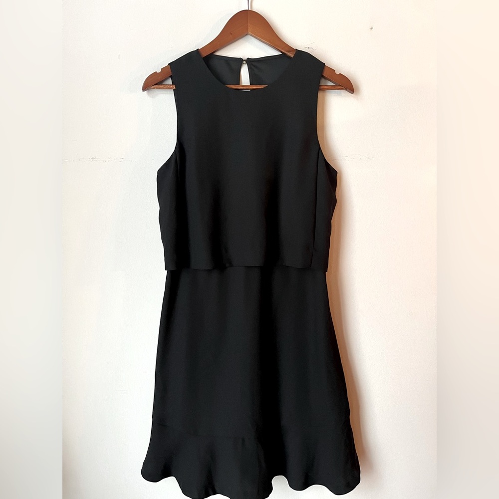 NWT Banana Republic Sleeveless Black Midi Dress w/Overlay, SZ8